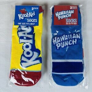 Novelty Ankle Socks Adult One Size Kool-Aid Hawaiian Punch Colorful Lot of 4 New